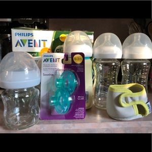 Philips Avent glass baby bottle set plus more